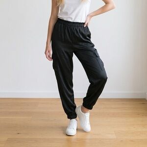 Ramy Brooks sateen Black Cargo Pants